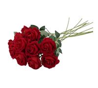 QWORK® 12 pezzi di rose artificiali, rose rosse fiori artificiali con lunghi steli di plastica per matrimonio, decorazioni per la casa