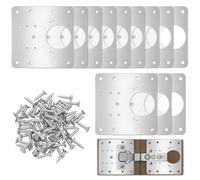 QWORK® 12 Pezzi piastre riparazione cerniere, 9 x 9 cm piastra di riparazione cerniere in acciaio inox con viti, per riparazione di porte e mobili