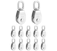 QWORK® 12 pezzi Puleggia M15, pulegge in acciaio inossidabile 304 per funi metalliche fino a 6 mm di diametro, capacità di carico 35 kg