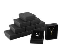 QWORK® 12 pezzi scatole regalo per gioielli in carta kraft nera, ideale per orecchini e anelli, perfetto per compleanno, matrimonio, regalo di Natale, 9x7x3 cm