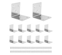 QWORK® 12 pezzi staffe angolari in acciaio inossidabile - 50 x 50 x 50 mm, spessore 2 mm, 6 fori, antiruggine, finitura superficiale spazzolata