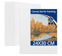 QWORK® 12 pezzi tele per dipingere 24x30 cm - tele in cotone senza acidi per pittura acrilica, pittura a olio