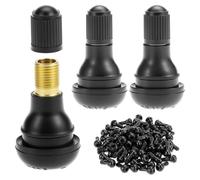QWORK® 120 Pezzi Valvole in Gomma TR412 Snap-in - Valvola Tubeless per Cerchioni Auto, Moto e Scooter - Kit di Ricambio per Pneumatici con Tappo Nero e Nucleo in Ottone