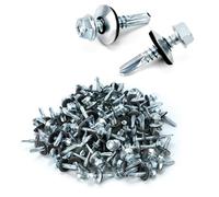 QWORK® 120 Pezzi Viti Autofilettanti M5.5 x 25mm, Viti Autofilettanti per Metallo Esagonali con Rondella di Tenuta