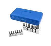 QWORK® 13 pezzi set di chiavi a bussola con punta esagonale, attacco da 1/4" (6.35 mm),3/8" (10 mm),1/2" (12.5 mm), acciaio al cromo vanadio, 2 mm - 14 mm