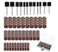 QWORK® 132 Pezzi levigatura cilindri abrasivi, 120 nastri abrasivi in diverse dimensioni e 12 rulli abrasivi, compatibile con Dremel strumenti rotativi