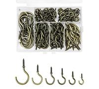 QWORK® 135 Pezzi ganci da soffitto, ganci a vite, ganci per tazze, 6 dimensioni, bronzo per piante sospese, chiavi, cappelli, forniture leggere per appendere