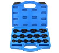 QWORK® 15 pezzi set di chiavi combinate crowfoot, attacco esterno quadrato 3/8" 1/2", chiavi metriche da 8-24 mm in cromo molibdeno