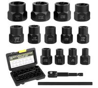 QWORK® 15 pezzi set per rimozione viti e dadi, estrattore per viti 6.35-19mm, ideale per rimuovere viti, bulloni arrugginiti e usurati