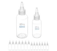 QWORK® 16 Pezzi flaconi dosatori in plastica, 30 ml/60 ml, flaconi Bottiglia Squeeze, flacone con ugello per Vari liquidi