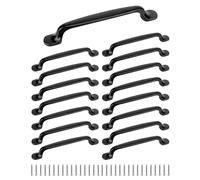 QWORK® 16 pezzi maniglie da cucina, maniglie per mobili nere, maniglie per cassetti, lega di alluminio, 128 mm