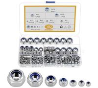 QWORK® 182 pezzi dado autobloccante in acciaio inox 304 con inserto in nylon, varie dimensioni M3/M4/M5/M6/M8/M10/M12