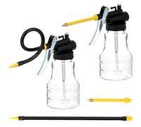 QWORK® 2 barattoli di olio da 250 ml con pompa, tanica di olio trasparente, flacone spray con beccuccio dritto e flessibile