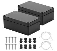 QWORK® 2 Pack Connessione Elettrica IP65 in Plastica ABS Impermeabile, Scatola di Connessione Elettrica, 158 x 90 x 60 mm, Nero