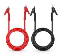 QWORK® 2 Paia di coccodrilli con cavi di misurazione da 2m - 1000V 15A cavi di prova con clip in rame su entrambi i lati per laboratorio ed elettrotecnica - apertura da 10mm, rosso/nero