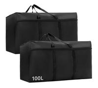 QWORK® 2 pezzi 100 l grande borsa portaoggetti con cerniere, borse in tessuto oxford impermeabili per vestiti, biancheria da letto e altro, 80 * 45 * 25cm