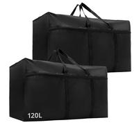 QWORK® 2 pezzi 120 l grande borsa portaoggetti con cerniere, borse in tessuto oxford impermeabili per vestiti, biancheria da letto e altro, 90 * 48 * 25 cm
