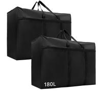 QWORK® 2 pezzi 180 l grande borsa portaoggetti con cerniere, borse in tessuto oxford impermeabili per vestiti, biancheria da letto e altro, 100 * 58 * 28cm