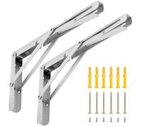 QWORK® 2 Pezzi 300mm Staffe Pieghevoli Pesanti - Acciaio Inossidabile - per Tavolo a Muro e Mensola a Muro, Carico Massimo 150 kg