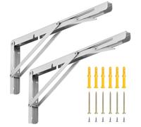QWORK® 2 Pezzi 400mm Staffe Pieghevoli Pesanti - Acciaio Inossidabile - per Tavolo a Muro e Mensola a Muro, Carico Massimo 150 kg