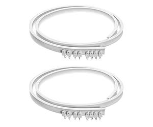 QWORK® - 2 pezzi binario tenda 3 m, in plastica PVC flessibile di fissaggio, binario a soffitto, binario di tendaggio, accessori per guide scorrevoli