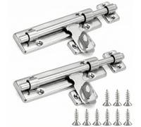 QWORK® 2 Pezzi Bullone Chiusura Porta con Foro per Lucchetto, 16cm, Chiavistello Scorrevole per Porte a Shed, Cancelli e Portoncini