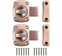 QWORK® 2 Pezzi Bullone Rotante Chiavistello Antifurto, Serrature Acciaio Inossidabile per Porta Armadietto Bagno, Bronzo Rosso