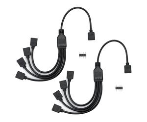 QWORK® 2 pezzi cavo splitter ARGB, 5 V, 3 pin, splitter argb, 1 presa su 4 spine, 30 cm, per dissipatore CPU e ventola ARGB 5 V