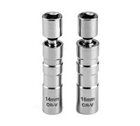 QWORK® 2 Pezzi Chiave per Candele, Chiavi Candelette Magnetica Muro Sottile a 12 Punti 3/8 Pollici per Auto (14mm & 16mm)