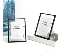 QWORK® 2 pezzi cornici in vetro da 20 x 15 cm, cornici nere, cornice galleggiante con supporto, per foto, opere d'arte e decorazioni