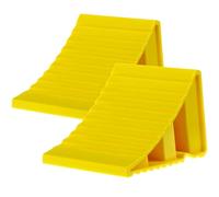 QWORK® 2 Pezzi Cunei frenanti 200x120x110 mm, Generico Cuneo fermaruota, Adatti al rimorchio delle roulotte, Giallo