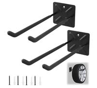 QWORK® 2 Pezzi Ganci Garage, Ganci Muro Pesanti, Ganci con Rivestimento Antiscivolo, Ganci Appendiabiti, per Attrezzi, Pneumatici, Scale, Biciclette