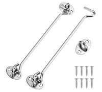 QWORK® 2 Pezzi ganci porta in acciaio inossidabile, Gancio e Occhio, per porta della stalla, porta del garage, chiavistello del cancello del giardino, con viti di montaggio, 20 cm