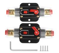 QWORK® 2 Pezzi interruttore di alimentazione inline 40A, portafusibili DC12V-24V con funzione di reset, per auto, camper, barche