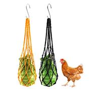 QWORK® 2 Pezzi Mangiatoia per Gallina, Sacchetto per Verdure, Poliestere Alimentatore Rete Borsa, per Galline, Oca, Anatra