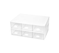 QWORK® 2 pezzi organizer scrivania cassetti, portaoggetti scrivania, 3 cassetti, bianco, impilabile, materiale ABS