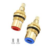 QWORK® 2 pezzi ottone cartuccia del rubinetto, raccordi delle valvole del rubinetto, G1/2" 20 denti, 1 paio caldo e freddo, per Cucina Bagno