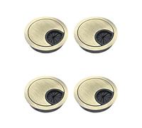 QWORK® 2 Pezzi Passacavi per Scrivania 60mm, Passacavi in Lega di Zinco con Guarnizione Antipolvere per Casa Ufficio Scuola (Bronzo)