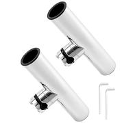QWORK® 2 Pezzi Portacanne da Pesca - Ruotabili a 360° - Acciaio Inossidabile 304 - Fissaggio su Guide da 19~25 mm - per la Pesca su Barche e Yacht