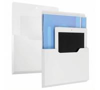 QWORK® 2 Pezzi Portadocumenti magnetico, portapenne magnetico, porta brochure da parete A4, per ufficio, scuola e casa, bianco