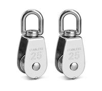 QWORK 2 pezzi Puleggia M25, pulegge in acciaio inossidabile 304 per funi metalliche fino a 10 mm di diametro, capacità di carico 150 kg