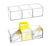 QWORK® 2 Pezzi Scatola Porta Bustine di tè in Acrilico Organizer per Bustine di tè per Bustine di tè, Bustine di caffè, Cialde di caffè, Dolcificanti, Zucchero e Altro (3 Scomparti)