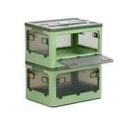 QWORK® 2 Pezzi scatole portaoggetti pieghevoli con coperchio, impilabili, trasparenti, 40.5 * 29 * 24CM