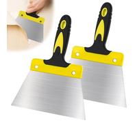 QWORK® 2 pezzi spatola per pittori set, raschietto per carta da parati da 18 cm e coltello spatola - Manico ergonomico in silicone, lama in acciaio a molla flessibile.