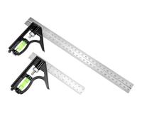 QWORK® 2 Pezzi Squadra Combinata, Squadra Combinata 150 mm e 300 mm, Squadra da Falegname con Viti di Bloccaggio in Ottone