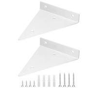 QWORK® 2 Pezzi Staffa Triangolari per Mensole Galleggianti, Reggi Mensola da Muro in Acciaio, 13x17 cm Bianco
