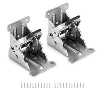 QWORK® 2 Pezzi Staffe per Tavoli Pieghevoli, Cerniera Autobloccante in Acciaio Zincato con 20 Viti - Argento