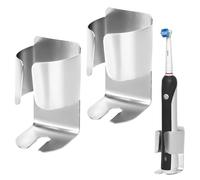 QWORK® 2 Pezzi supporti spazzolini elettrici montati, supporto per spazzolini in acciaio inox 304 autoadesivo, per il bagno