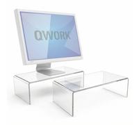 QWORK® 2 Pezzi Supporto per Monitor, Supporto per Laptop in Acrilico, Ripiani in Acrilico, 40 X 20 X 10 Cm, per Monitor per Computer, Laptop