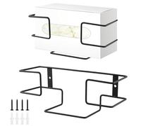 QWORK® 2 pezzi Supporto per vano portaoggetti, supporto a parete per dispenser di guanti per guanti e fazzoletti monouso - per uso di laboratorio, commerciale e domestico